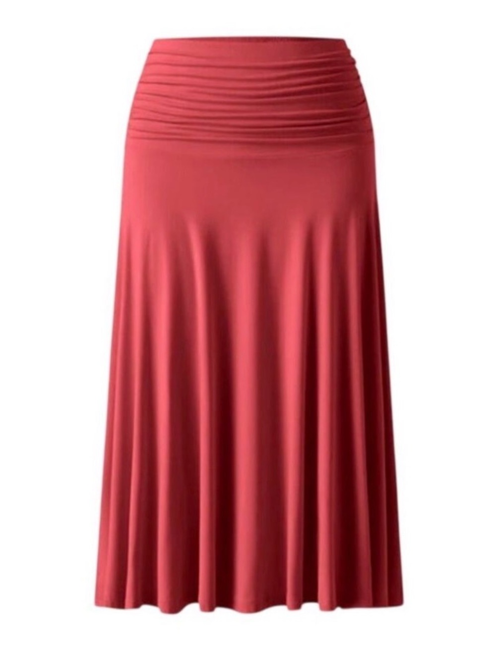 OGL Skirt Size S NEW Flowy Side Ruched A-line Midi Skirt Red Eco-SkinKiss